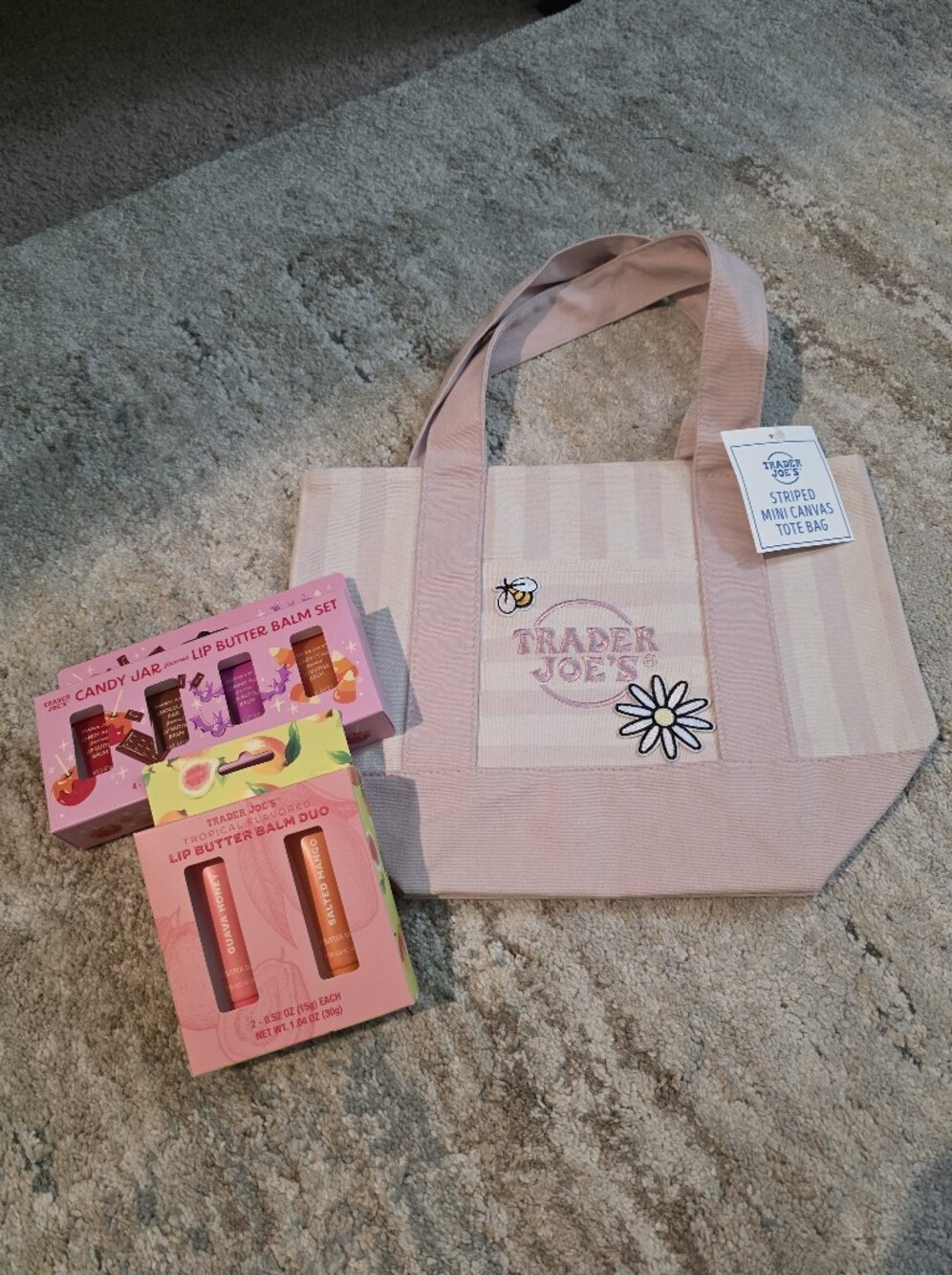 Trader Joe's Upcyle Mini Tote Bag With Lip Butter Sets